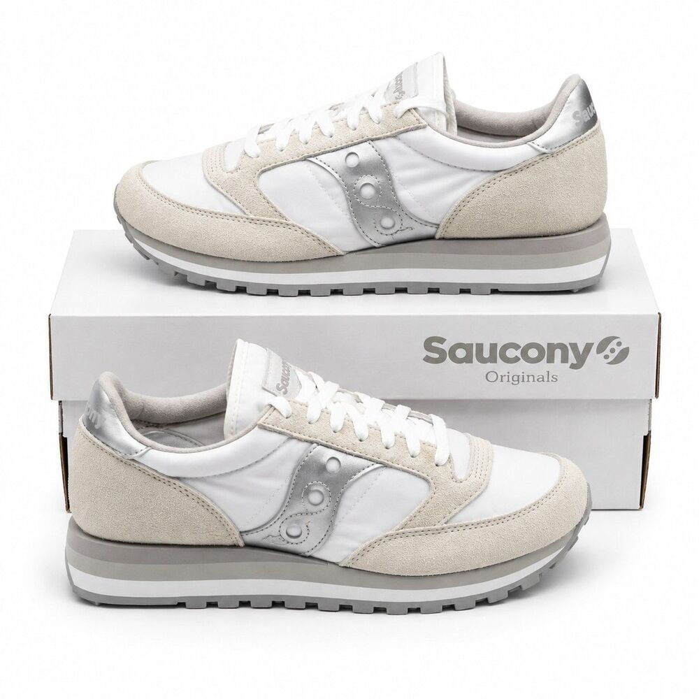 Saucony Jazz Triple S60530-16 White Silver Retro Sneakers Women’s Size 9.5